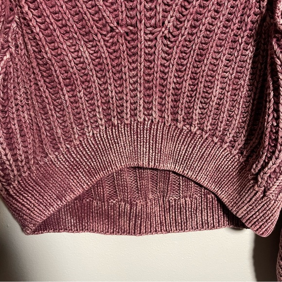 Free People Sweetheart Sweater Mock Neck Chunky Knit Balloon Sleeve Cotton - Picture 5 of 8